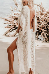 Vestido deshilachado con rizo crudo